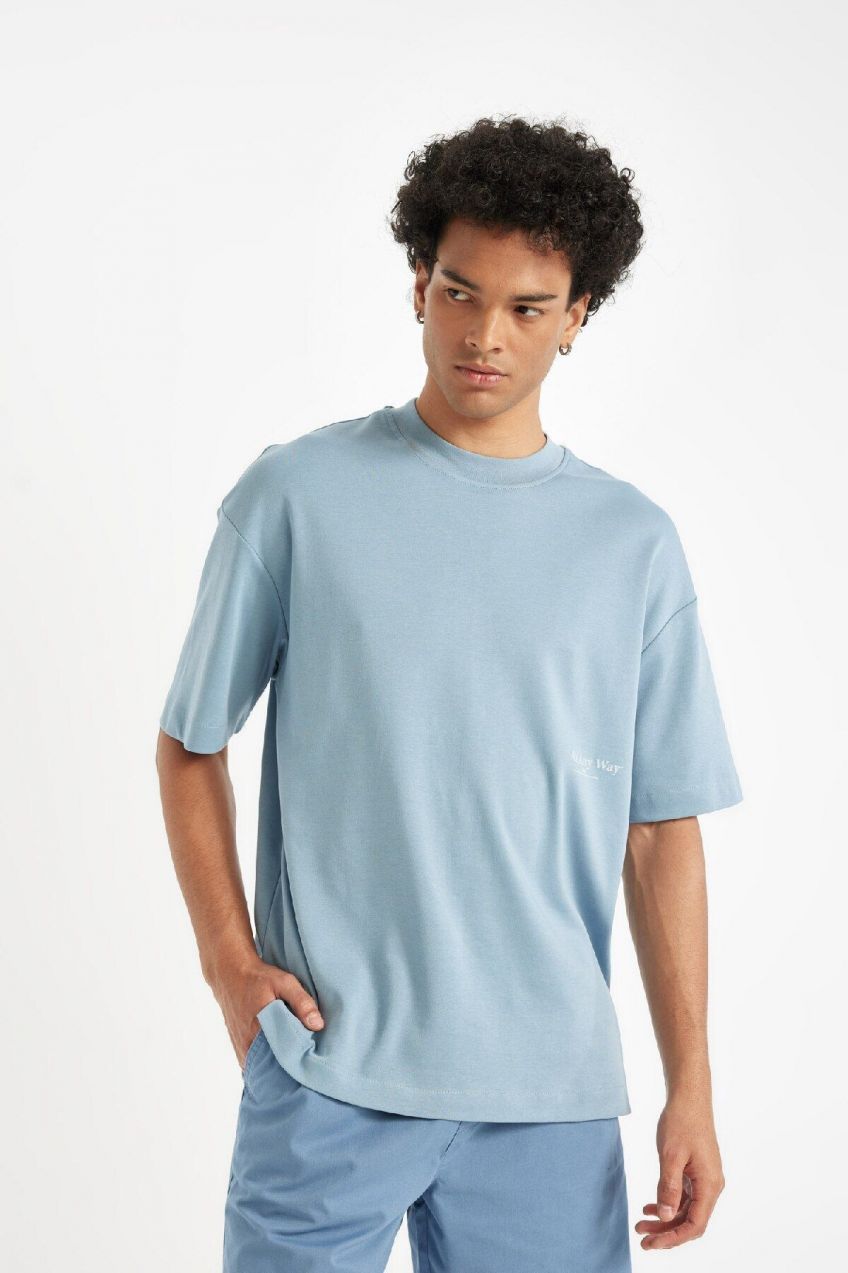 DEFACTO Boxy Fit Crew Neck Printed Heavy Fabric Short Sleeve T-Shirt