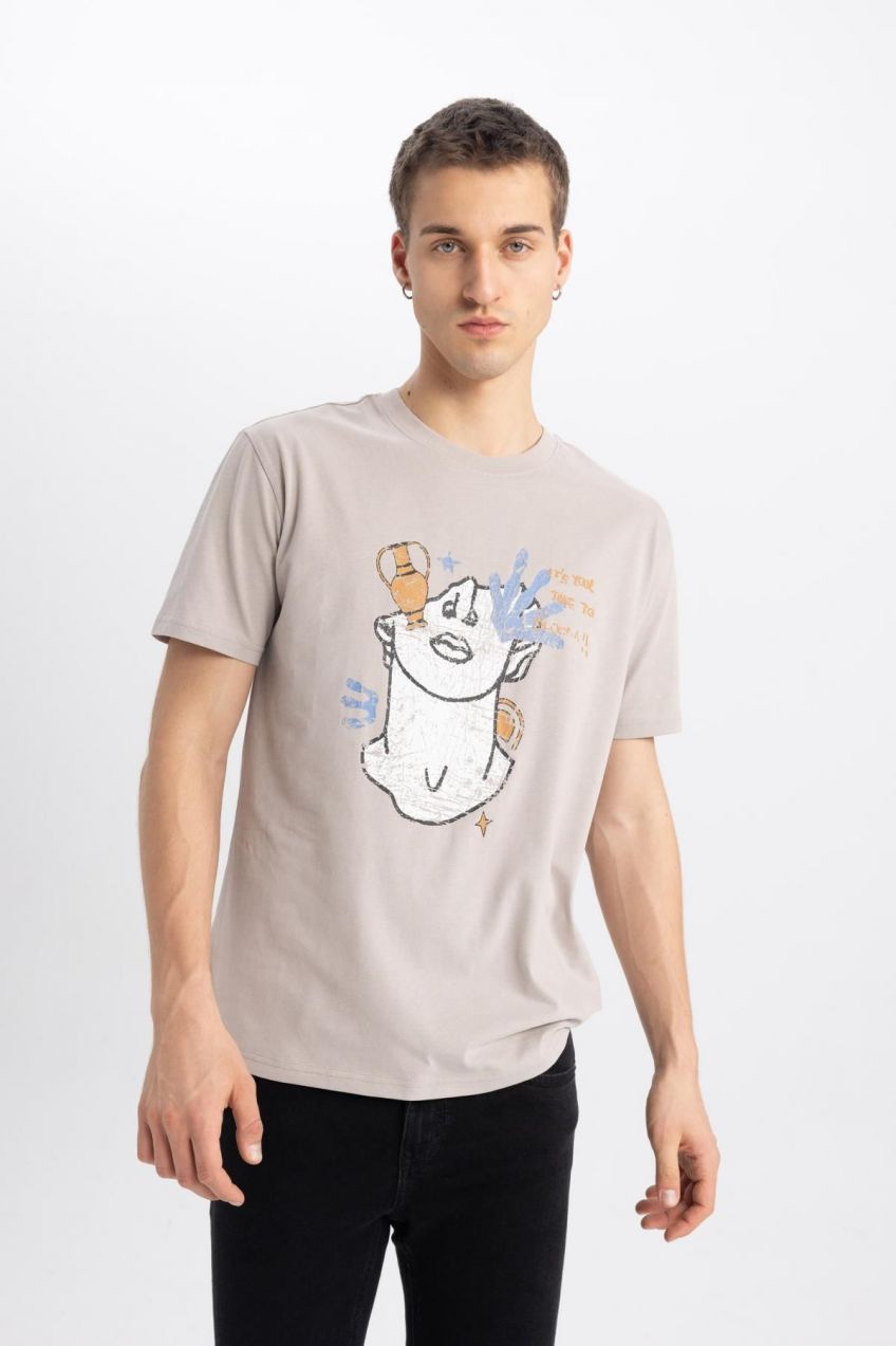 DEFACTO Regular Fit Crew Neck Printed Short Sleeve T-Shirt