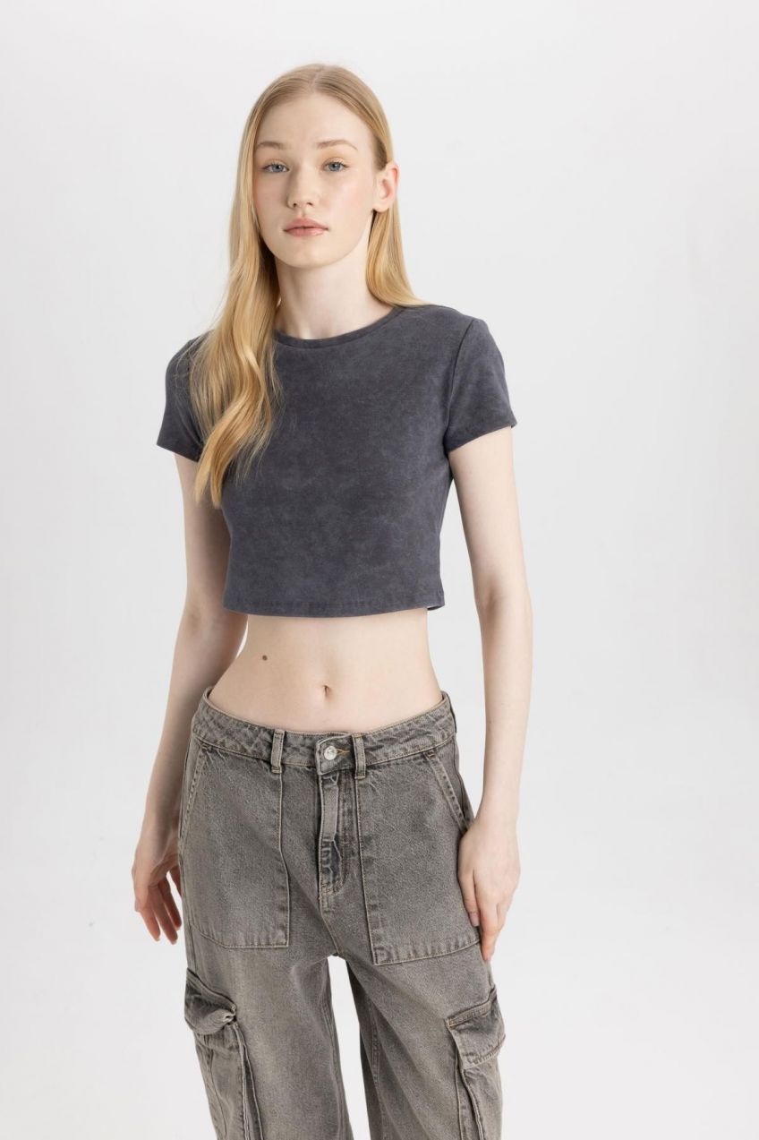 DEFACTO Cool Fitted Short Sleeve Washed Faded Effect T-Shirt