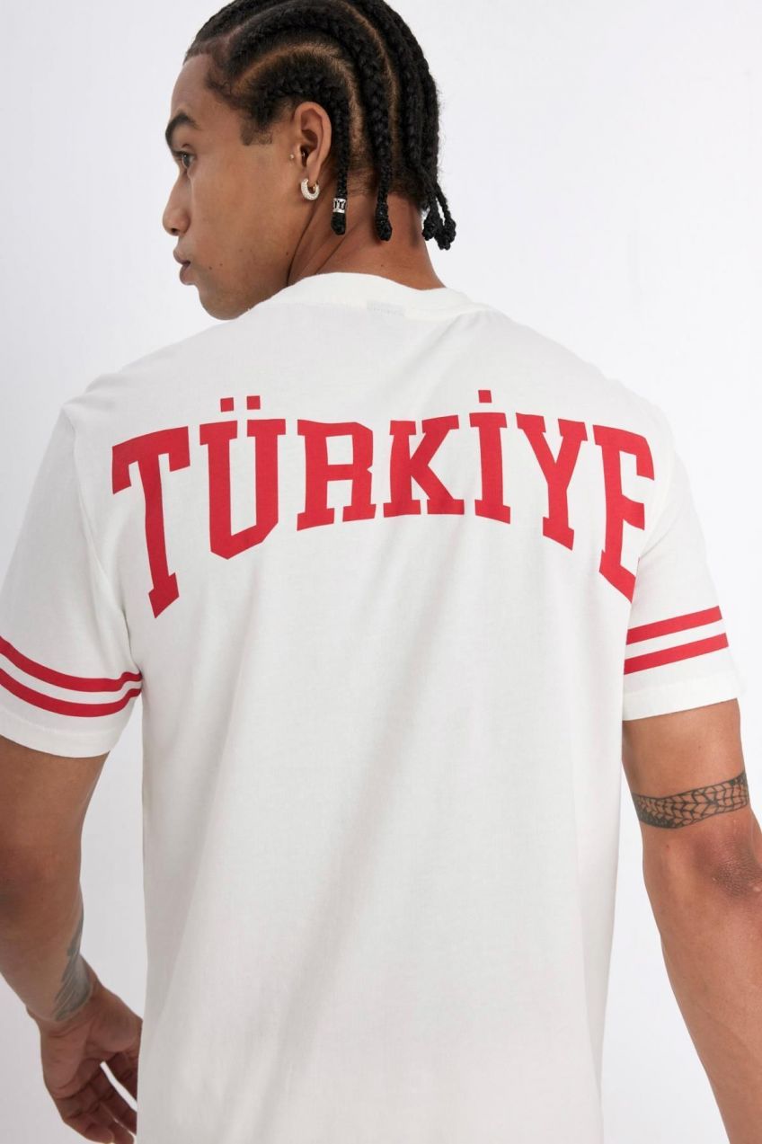 DeFactoFit Standard Fit Crew Neck Turkey Printed Athlete Short Sleeve T-Shirt