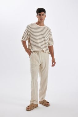 DEFACTO Relax Fit Skinny Leg Linen Blend Trousers