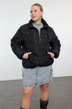 Trendyol Curve Black Regular Fit Zipper Pocket Puffer Coat