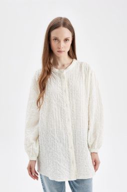 DEFACTO Relax Fit Seersucker Textured Long Sleeve Tunic