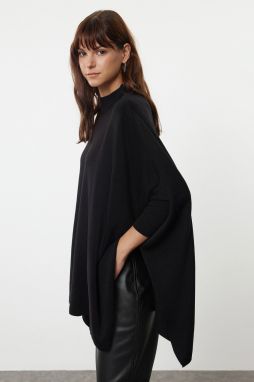 Trendyol Black Wide Neck Stand Collar Knitwear Sweater