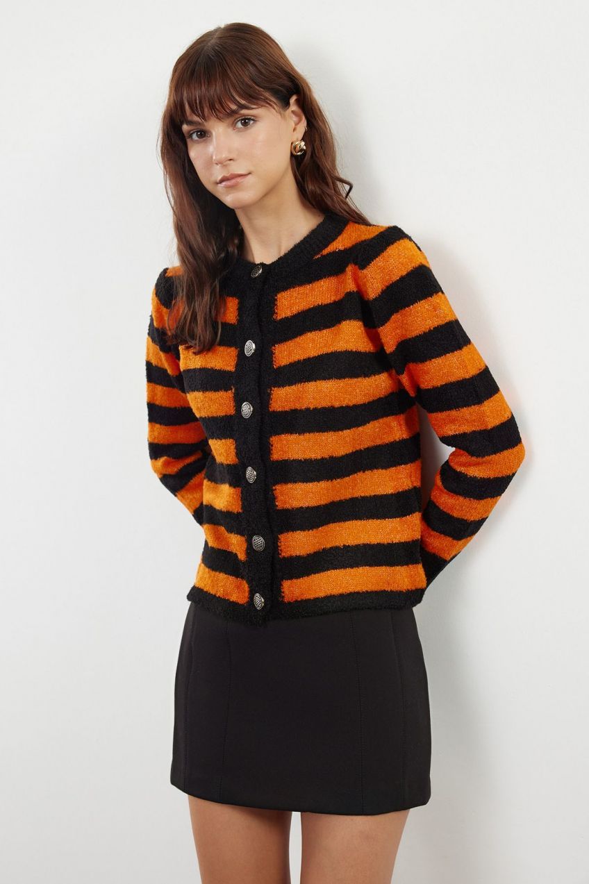 Trendyol Black Boucle Knit Cardigan