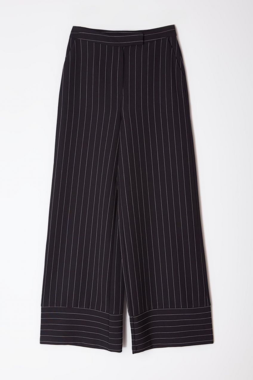 Trendyol Black Striped Wide Leg Trousers