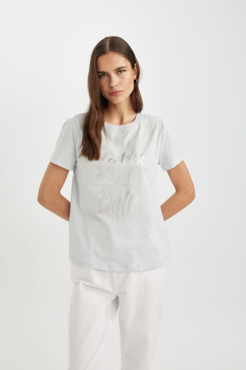 DEFACTO Regular Fit Crew Neck Printed Short Sleeve T-Shirt