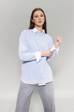 DEFACTO Regular Fit Crew Neck Printed Sweatshirt Tunic
