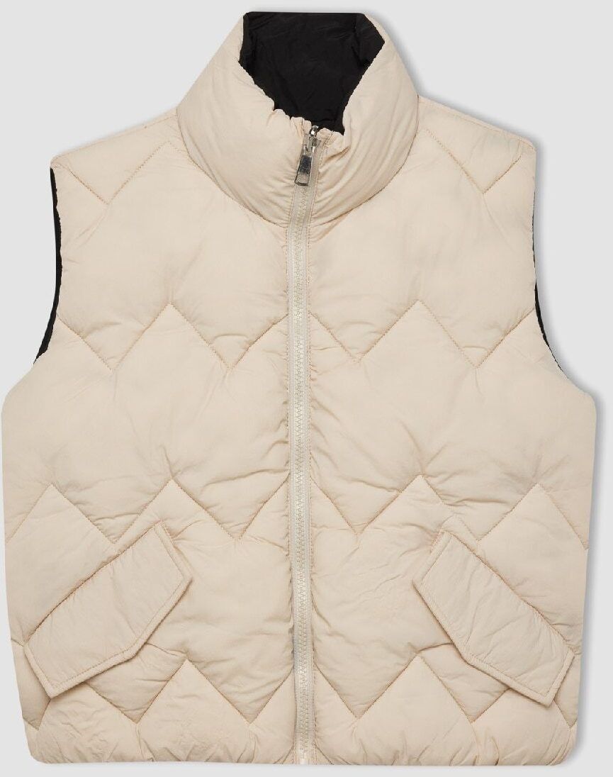 DEFACTO Girls Water Repellent Large Collar Puffer Vest