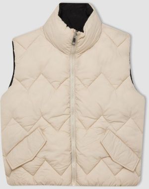 DEFACTO Girls Water Repellent Large Collar Puffer Vest