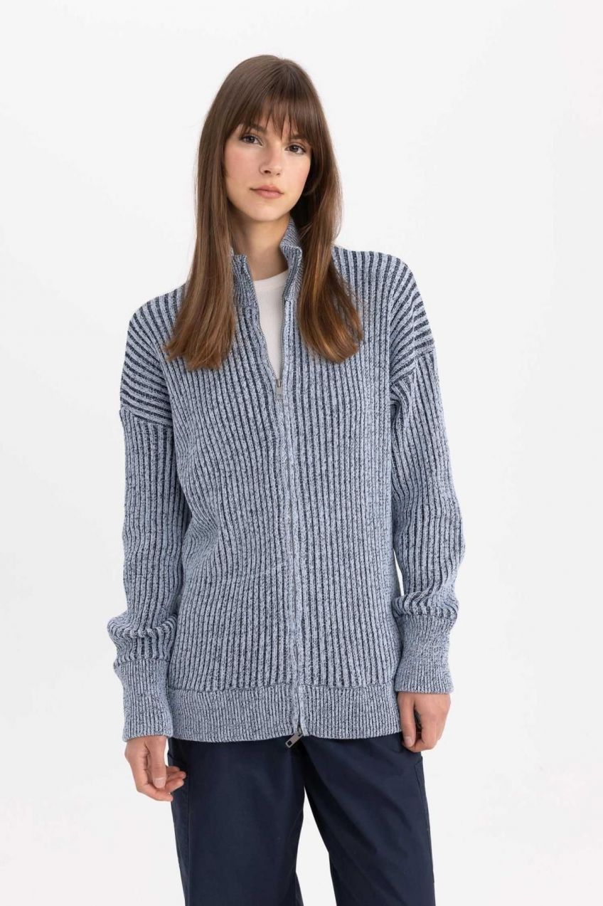 DEFACTO Regular Fit Half Turtleneck Cardigan