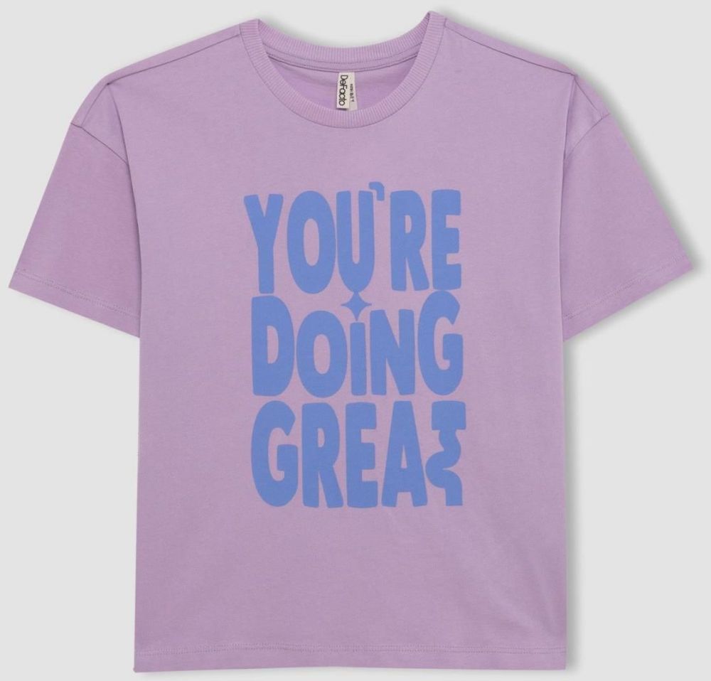 DEFACTO Girls Relax Fit Printed Short Sleeve T-Shirt