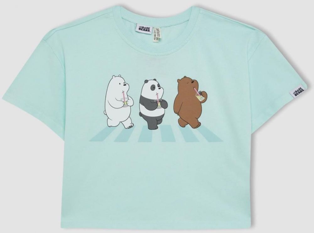 DEFACTO Girl's We Bare Bears Crew Neck Short Sleeve T-Shirt