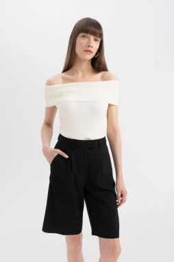 DEFACTO Fitted Open Shoulder Ribbed Sweater