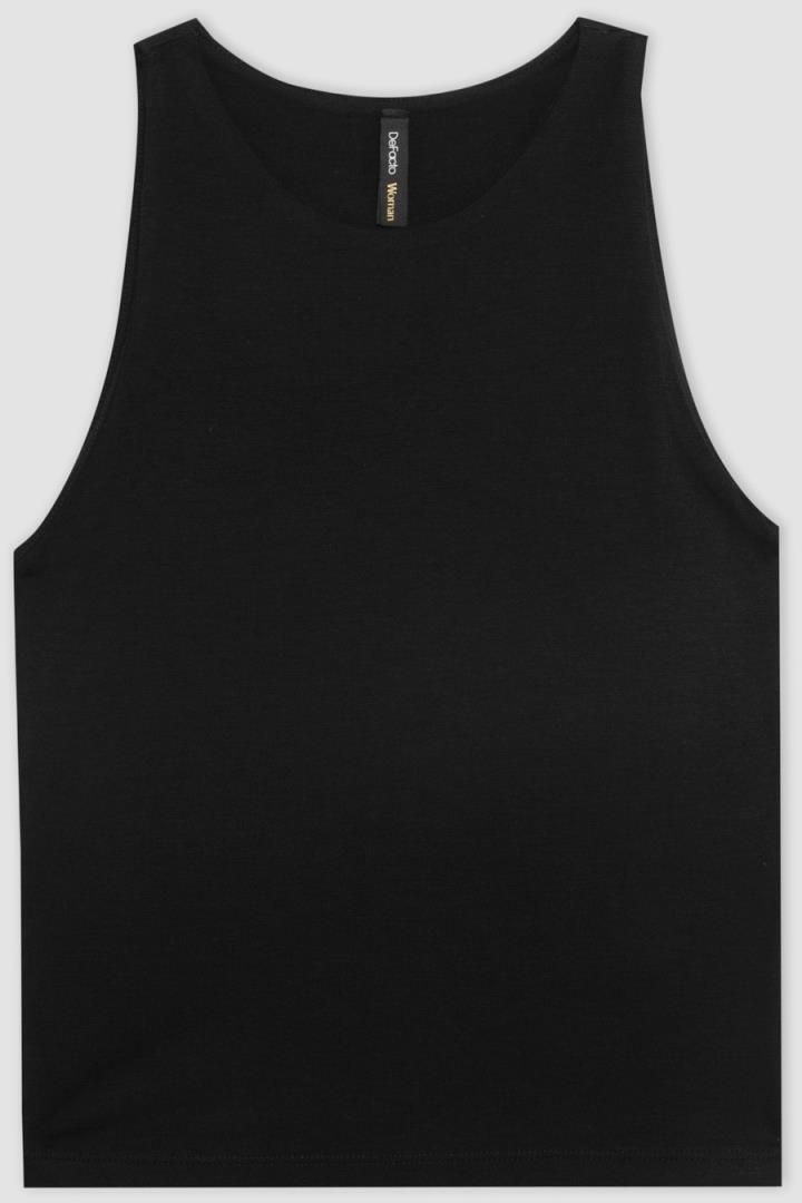 DEFACTO Slim Fit Barbell Neck Black Undershirt