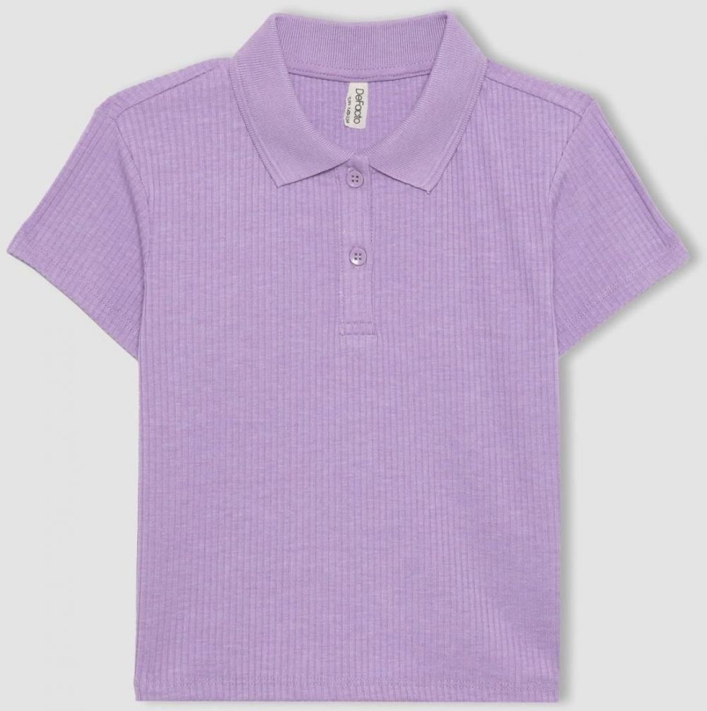 DEFACTO Girl's Slim Fit Basic Ribbed Camisole Short Sleeve Polo T-Shirt