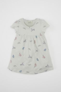 DEFACTO Baby Girl Ballerina Printed Short Sleeve Combed Cotton Pajama Set