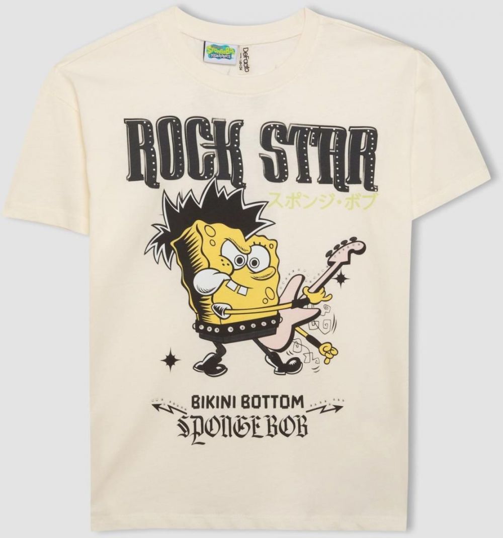 DEFACTO Girl's SpongeBob Oversize Fit Short Sleeve T-Shirt