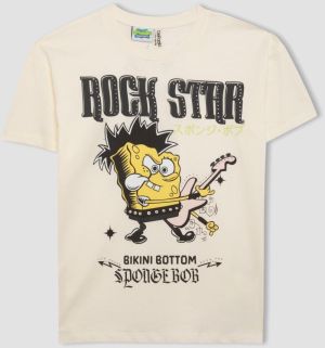 DEFACTO Girl's SpongeBob Oversize Fit Short Sleeve T-Shirt