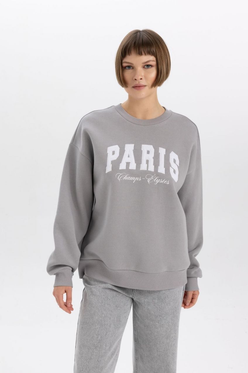 DEFACTO Oversize Fit Crew Neck Thick Sweatshirt