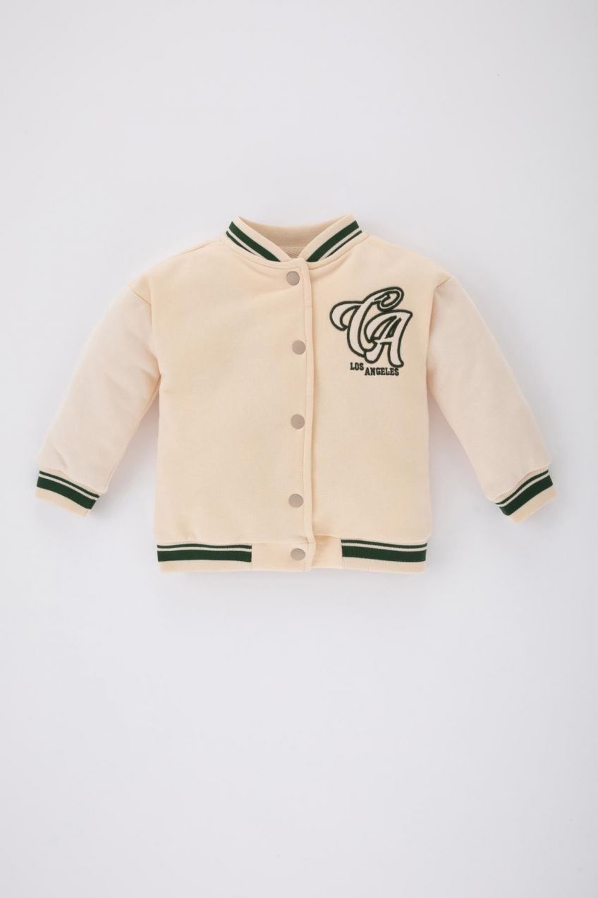 DEFACTO Baby Girl Printed Crew Neck Cardigan
