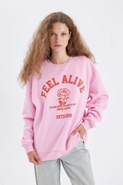 DEFACTO Oversize Fit Crew Neck Printed Thick Fabric Sweatshirt