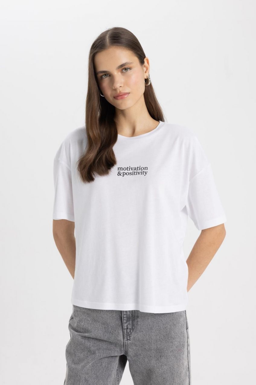 DEFACTO Relax Fit Crew Neck Printed Short Sleeve T-Shirt