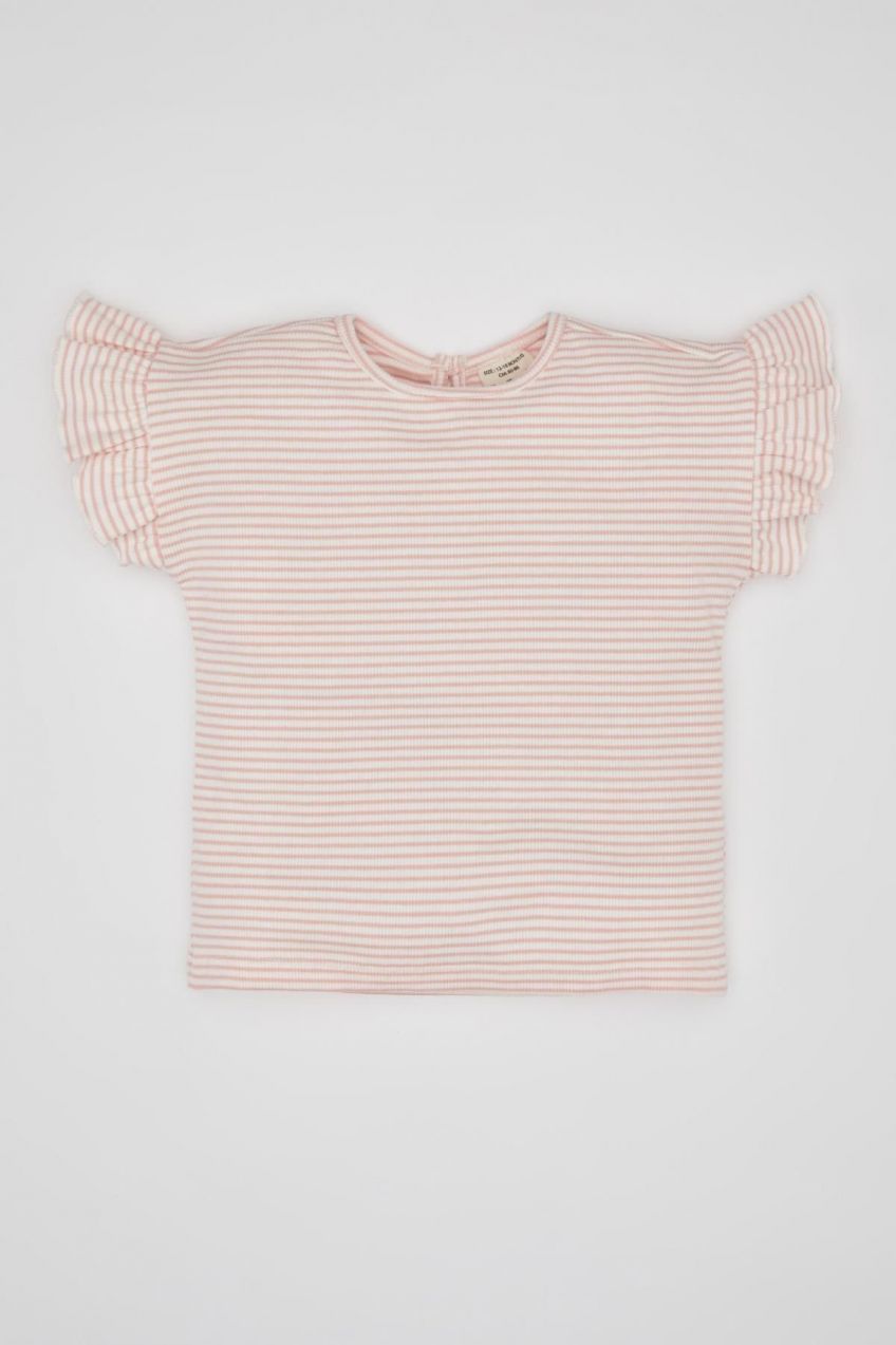 DEFACTO Baby Girl Crew Neck Striped Short Sleeve T-Shirt