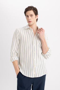 DEFACTO Regular Fit Polo Neck Long Sleeve Striped Shirt