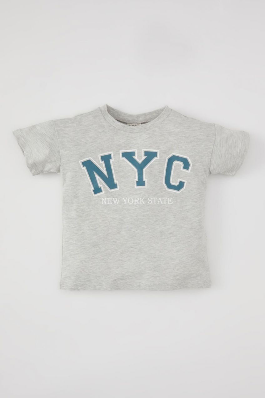 DEFACTO Baby Boy Crew Neck Printed Short Sleeve T-Shirt