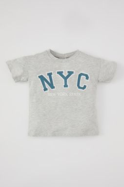 DEFACTO Baby Boy Crew Neck Printed Short Sleeve T-Shirt