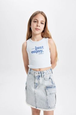 DEFACTO Girl's Crew Neck Printed Undershirt