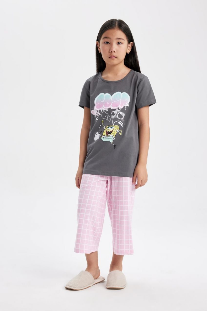 DEFACTO Girl's SpongeBob Short Sleeve Pajamas Set