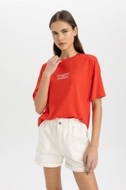 DEFACTO Relax Fit Crew Neck Printed Short Sleeve T-Shirt