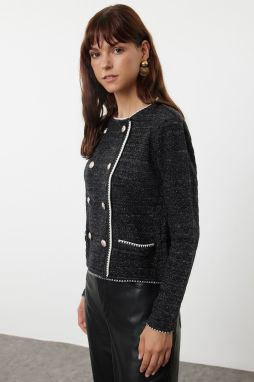 Trendyol Black Double Breasted Knitted Cardigan