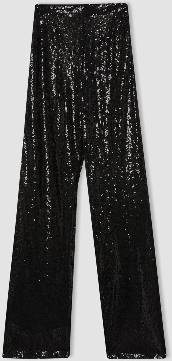 DEFACTO Wide Leg Sequined Fabric Trousers