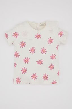 DEFACTO Baby Girl Floral Ribbed Camisole Short Sleeve T-Shirt