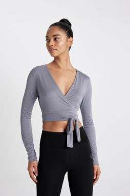 DeFactoFit Standard Fit V-Neck Sports Modal Long Sleeve T-Shirt