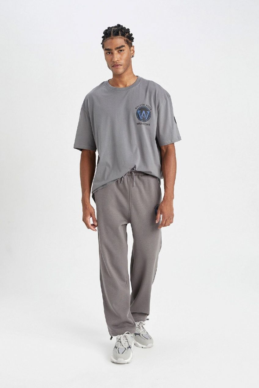DeFactoFit NBA Golden State Warriors Wide Straight Pocketed Straight Leg Jogger Sweatpants
