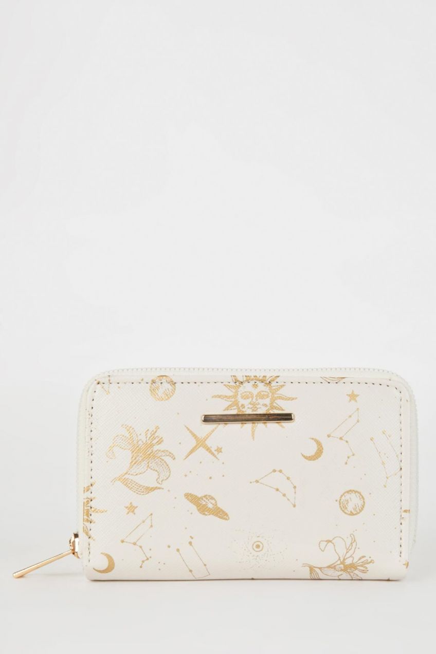 DEFACTO Women's Printed Faux Leather Coin Bag