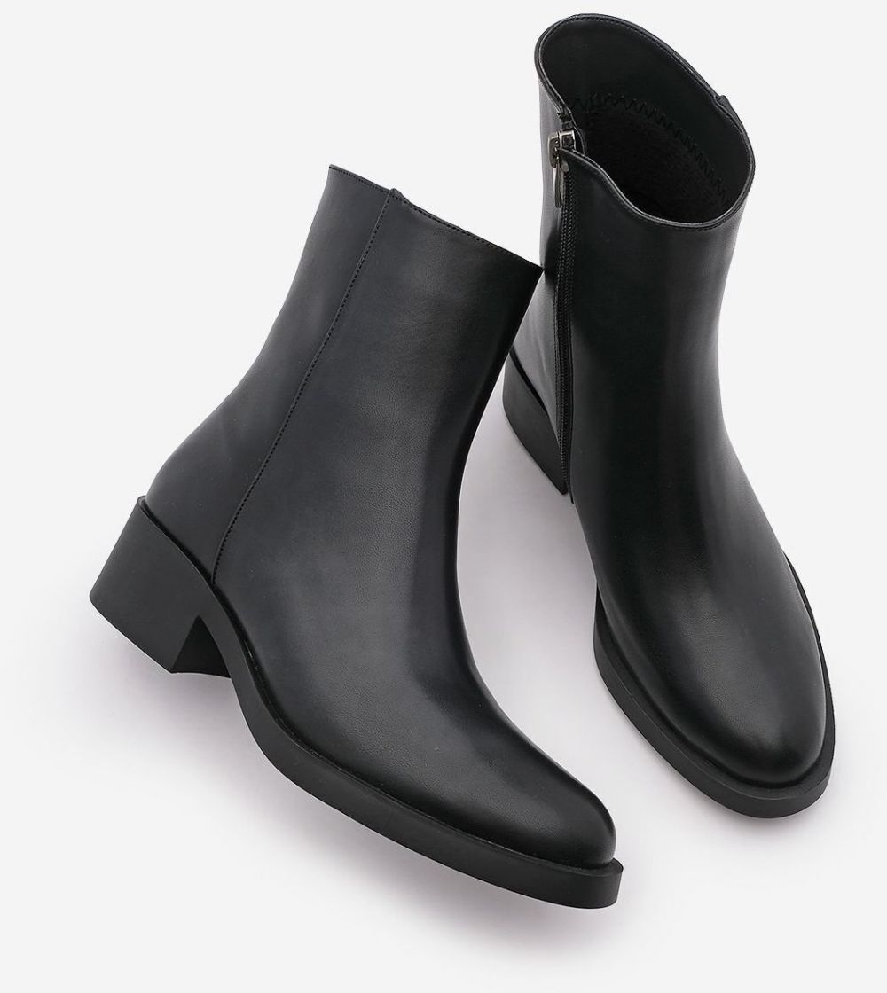 Marjin Women's Zippered Casual Boots Huna Black