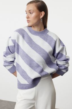 Trendyol Lilac Striped Knitted Sweater