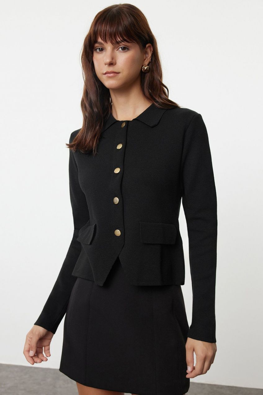 Trendyol Black Basic Knitted Cardigan