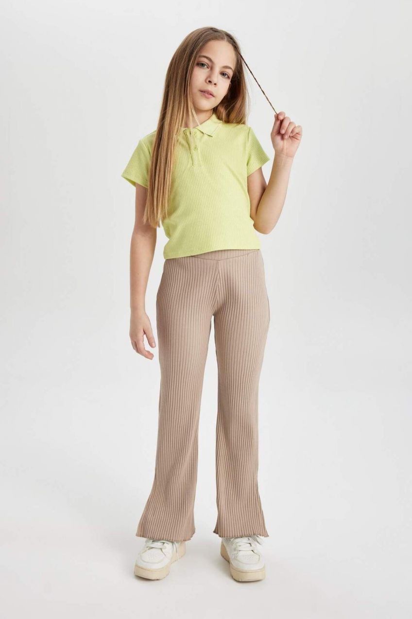 DEFACTO Girl's Flare Fit Ribbed Camisole Trousers