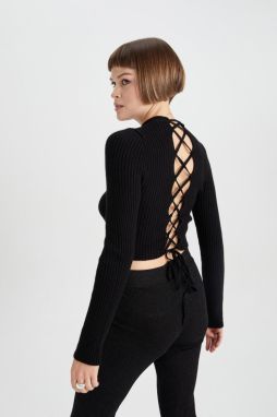 DEFACTO Fitted Crew Neck Low-cut Ribbed Sweater