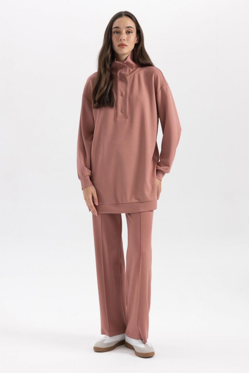 DEFACTO Regular Fit Elastic Waist Wide Trousers