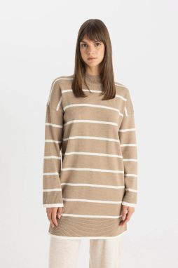 DEFACTO Regular Fit Striped Crew Neck Sweater Tunic