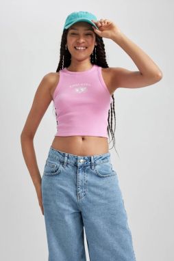 DEFACTO Fitted Printed Crew Neck Ribbed Camisole Undershirt