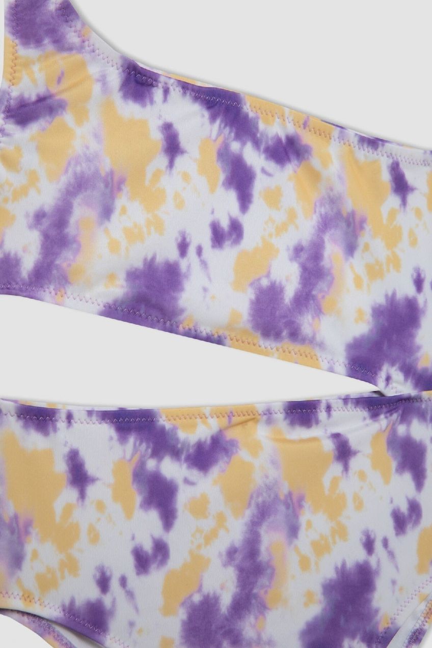 DEFACTO Girl's One Shoulder Patterned Swimsuit