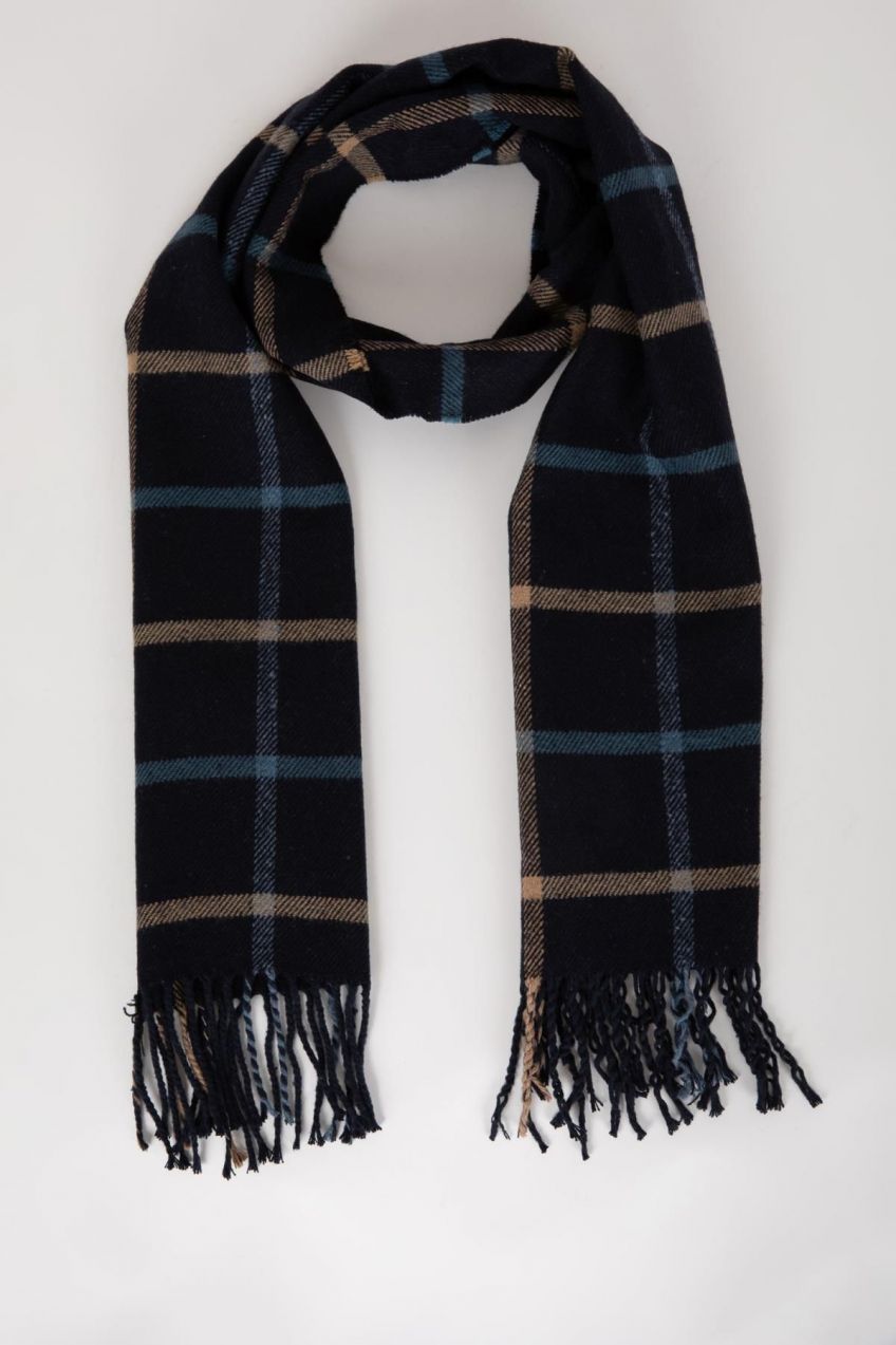DEFACTO Men's Plaid Patterned Woven Scarf